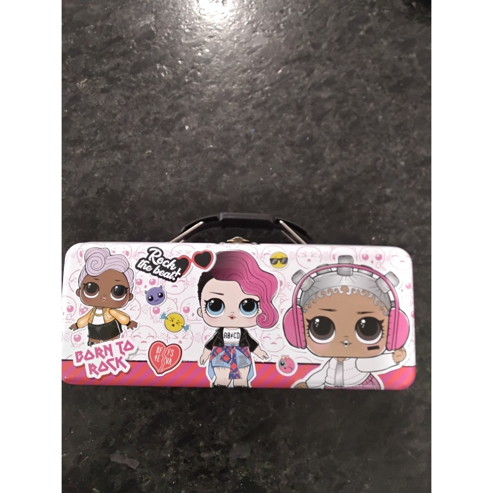 LOL Surprise Born to Rock Tin Carry All Storage Box Pink Metal Case 8x3x2